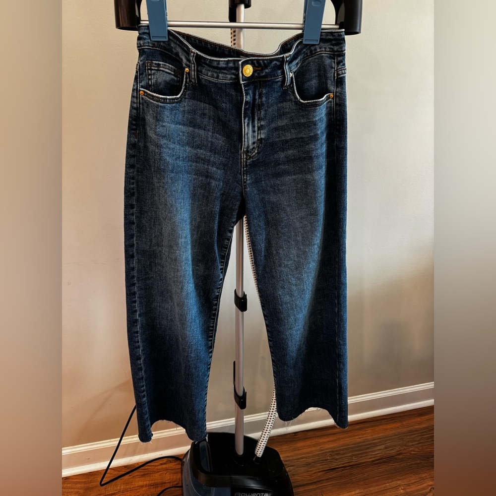 Kut from the Kloth Charlotte high rise culotte cropped Blue Denim Jeans 8